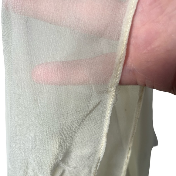 Vintage Velvet Chiffon Long Sleeve Maxi Dress Floral Applique Blue White - Picture 15 of 16